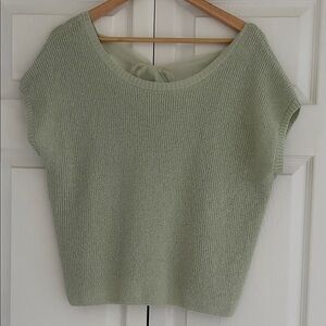 Green Knit Short Sleeve Top